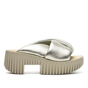 NEW 4CCCCEES Leather Plia Anda Heeled Sandals in champagne 0126 10t5